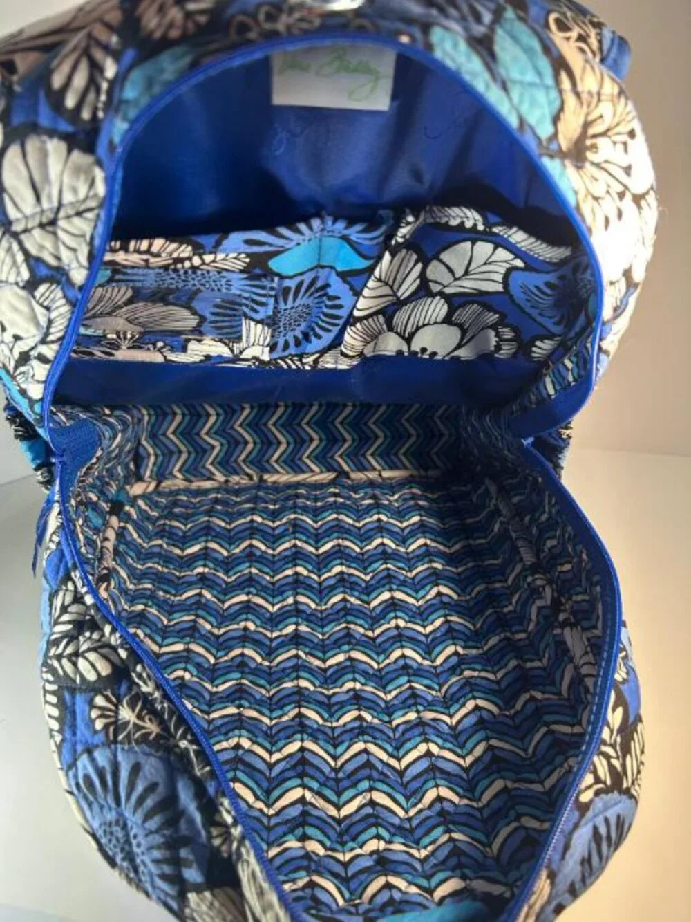 Vera Bradley Campus Backpack Blue Bayou Floral Pattern